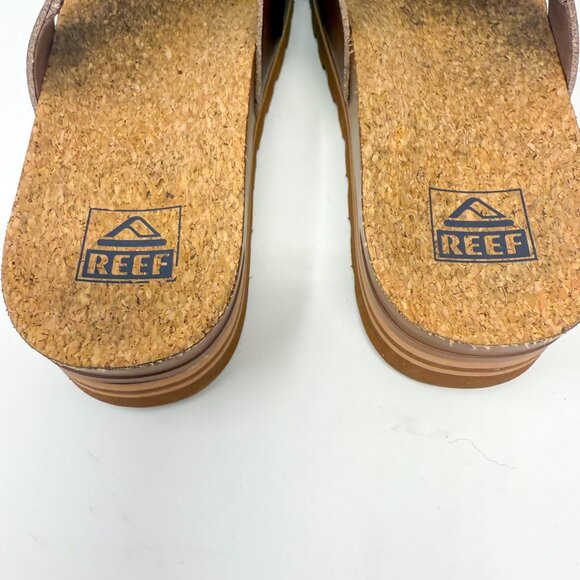 Reef Cushion Vista Hi Sandals Women's 7 Natural Platform Slides Cork Footbed - Picture 6 of 10